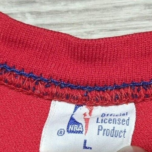 Vtg 80's Nylon Sand Knit Philly NBA 76ers SIXERS Jersey Julius Erving Dr J Sz L - Picture 6 of 11